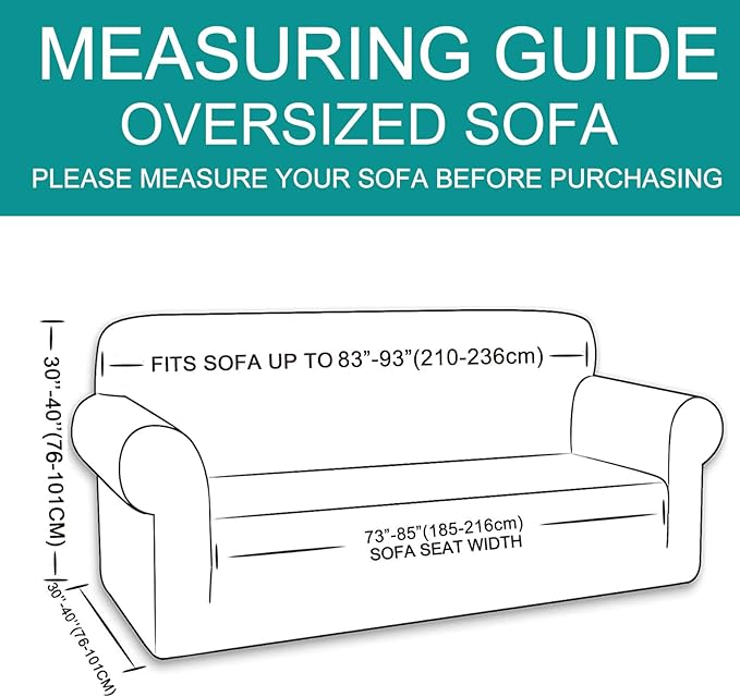 U-NICE HOME Stretch Couch Cover Sofa Cover Sofa Slipcover Furniture Protector for 4 Cushion Couch Sofa Pet Friendly(Oversized Sofa, Blue)