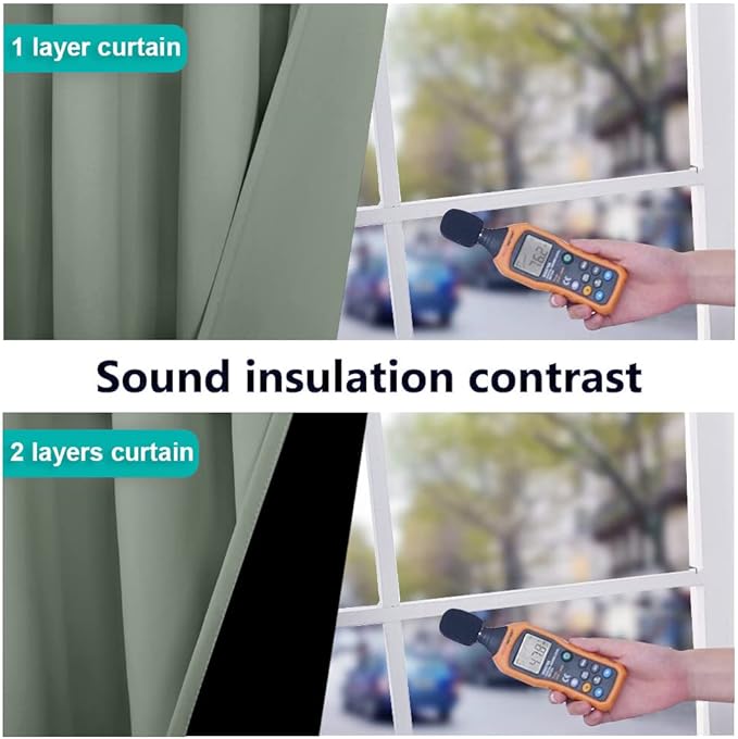 NICETOWN 100% Blackout Window Curtain Panels, Full Light Blocking Drapes with Black Liner for Nursery, 72-inch Drop Thermal Insulated Draperies (Greyish Green, 2 Pieces, 52-inch Wide Per Panel)