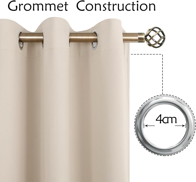 BGment Blackout Curtains - Grommet Thermal Insulated Room Darkening Bedroom and Living Room Curtains, Set of 2 Panels (46 x 84 Inch, Champagne)