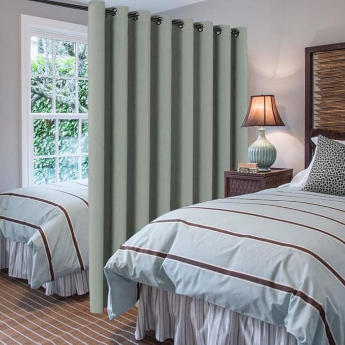 H.VERSAILTEX Blackout Patio Curtains 100 x 96 Inches for Sliding Door Extral Wide Blackout Curtain Panels Thermal Insulated Room Divider - Grommet Top, 8' Tall by 8.5' Wide - Light Sage