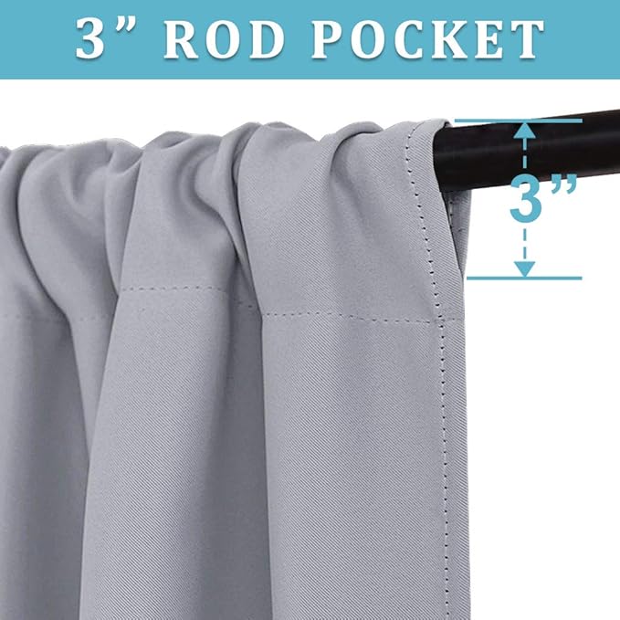 RYB HOME Cafe Blackout Curtains 24 inch Length, RV Curtains for Camper Windows, Mini Short Small Insulating Light UV Blocking Privacy Half Window Tiers, Width 42 by Length 24, Silver Grey, 2 Panels
