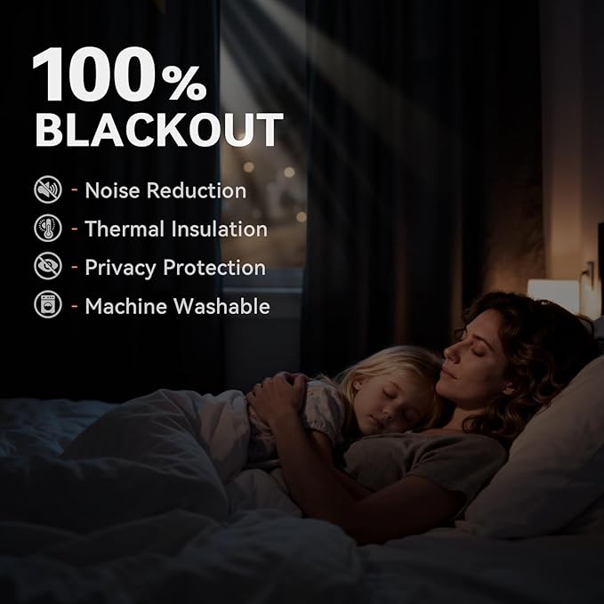 100% Blackout Shield Linen Blackout Curtains for Bedroom, Dark Grey Grommet Curtains for Living Room, Thermal Insulated Room Darkening Drapes for Nursery, Boho Home Decor, 50" W x 84" L, 2 Panels