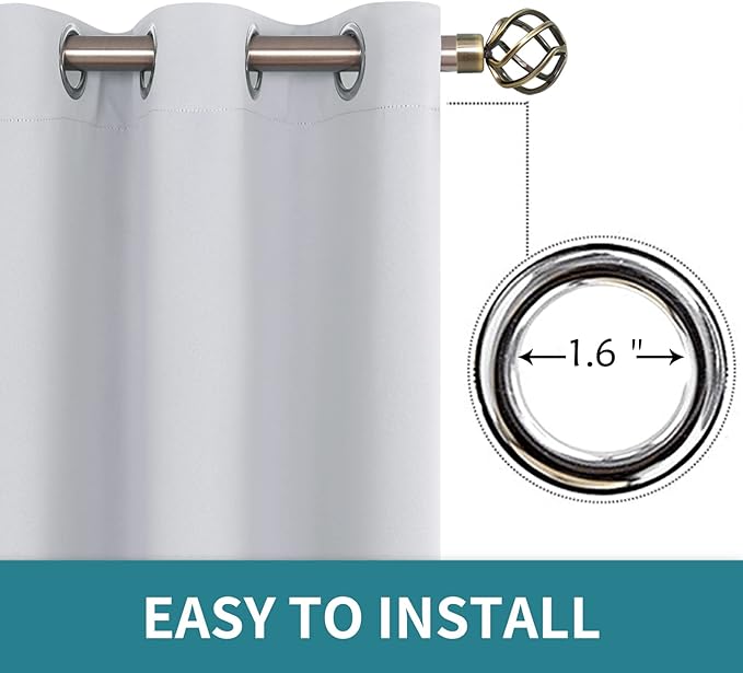 BGment Room Darkening Curtains 84 Inches Long - Grommet Thermal Insulated Drapes Window Treatment Curtains for Bedroom, 2 Panels, 42 x 84 Inch, Greyish White