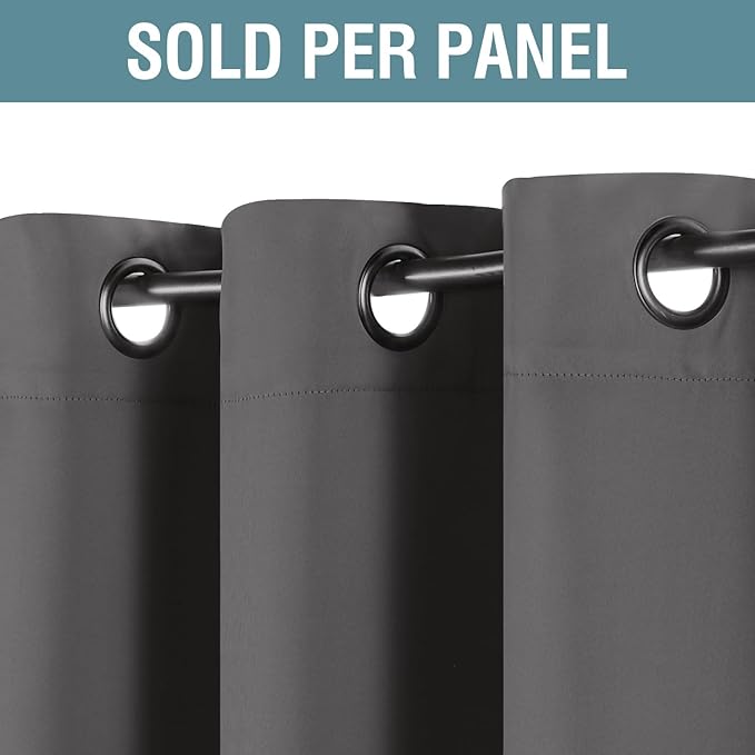 H.VERSAILTEX Blackout Grey Curtains for Patio Door Thermal Insulated Living Room Curtains, Room Darkening Noise Reducing Blackout Curtain for Bedroom, Charcoal Gray, 1 Panel, 52'W x 120'L