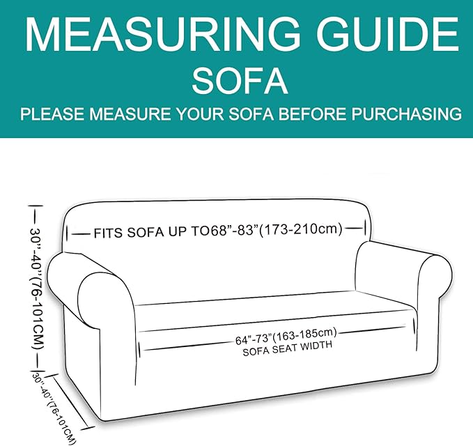 U-NICE HOME Stretch Couch Cover Sofa Cover Sofa Slipcover Furniture Protector for 3 Cushion Couch Sofa Pet Friendly(Sofa, Black)