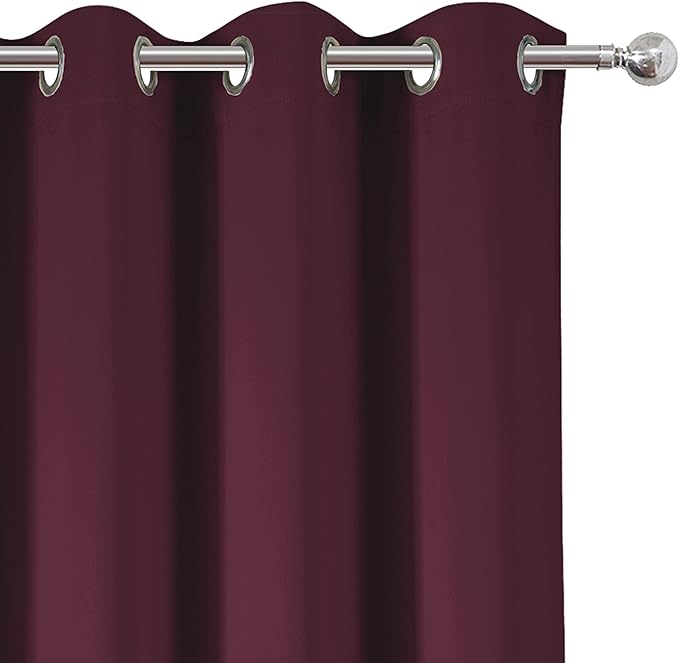 LEMOMO Burgundy Red Blackout Curtains 52 x 63 Inch Length/Set of 2 Curtain Panels/Thermal Insulated Room Darkening Blackout Curtains for Bedroom