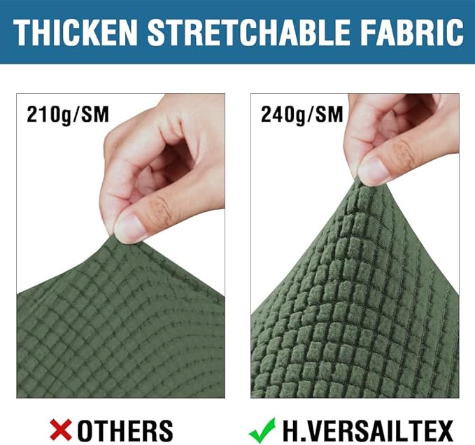H.VERSAILTEX 3 Piece Stretch Sofa Covers for 2 Cushion Loveseat Couch Covers for Living Room Furniture Cover (Base Cover Plus 2 Seat Cushion Covers) Thicker Jacquard Fabric(Medium, Bronze Green)