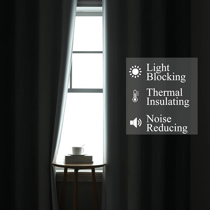 Estelar Textiler Full Room Darkening Greyish White and Grey Blackout Curtains 72 Inch Length 2 Panels Set, Ombre Thermal Insulated Full Light Blocking Grommet Gray Blackout Drapes for Bedroom, 52Wx72L