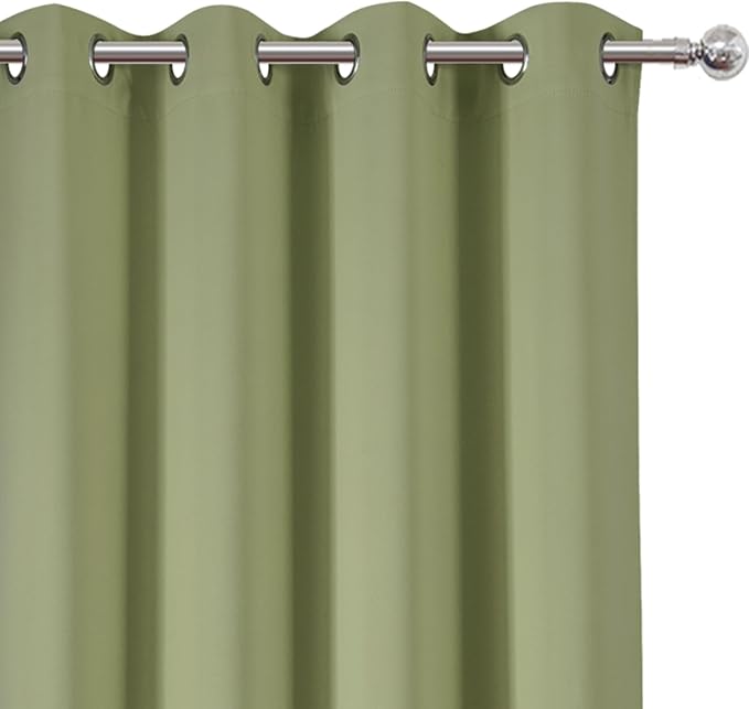 LEMOMO Sage Green Thermal Blackout Curtains/52 x 95 Inch/Set of 2 Panels Room Darkening Curtains for Bedroom