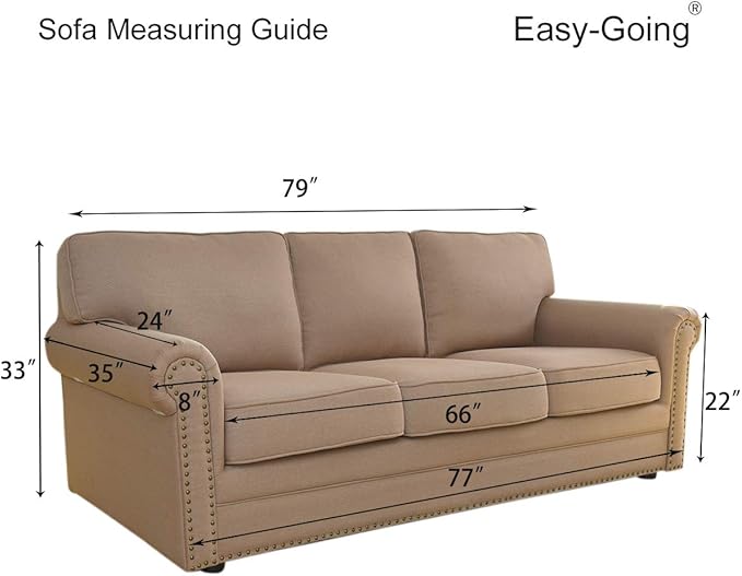 Easy-Going Reversible Couch Cover for 3 Cushion Couch Sofa Cover for Dogs Water Resistant Furniture Protector Cover with Foam Sticks Elastic Straps for Pet Cat (Sofa, Chocolate/Beige)
