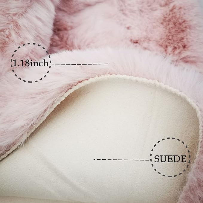 Ghouse Pink 8x10 Area Rugs Fluffy Faux Rabbit Fur Pink Fuzzy Rug Plush Shag Rugs for Living Room Bedroom, Playing Room, Nursery Room