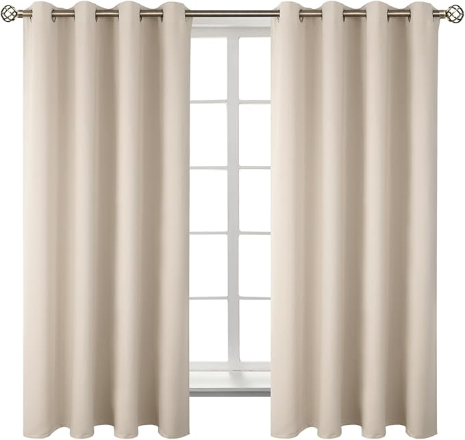 BGment Blackout Curtains - Grommet Thermal Insulated Room Darkening Bedroom and Living Room Curtains, Set of 2 Panels (46 x 63 Inch, Champagne)