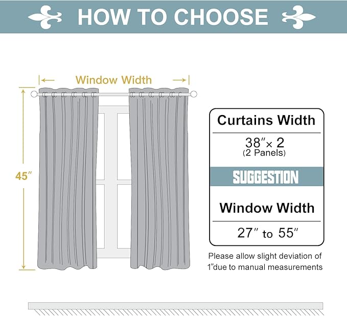 ChrisDowa Grommet Blackout Curtains for Bedroom and Living Room - 2 Panels Set Thermal Insulated Room Darkening Curtains (Light Grey, 38W x 45L)