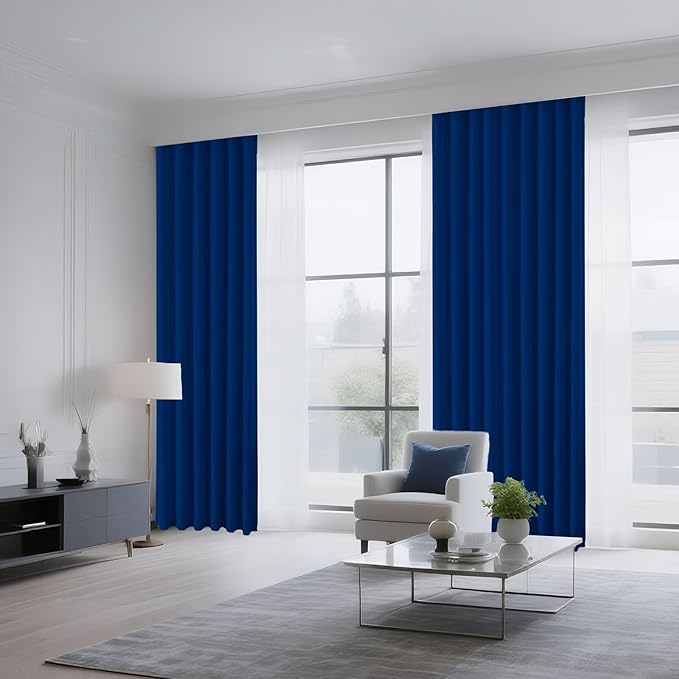 CUCRAF Royal Blue Blackout Curtains 45 inch Length 2 Panels Set, Rod Pocket Room Darkening Drapes for Bedroom Living Room, Insulated Thermal Light Blocking Window Curtain (W52 x L45 Inch)