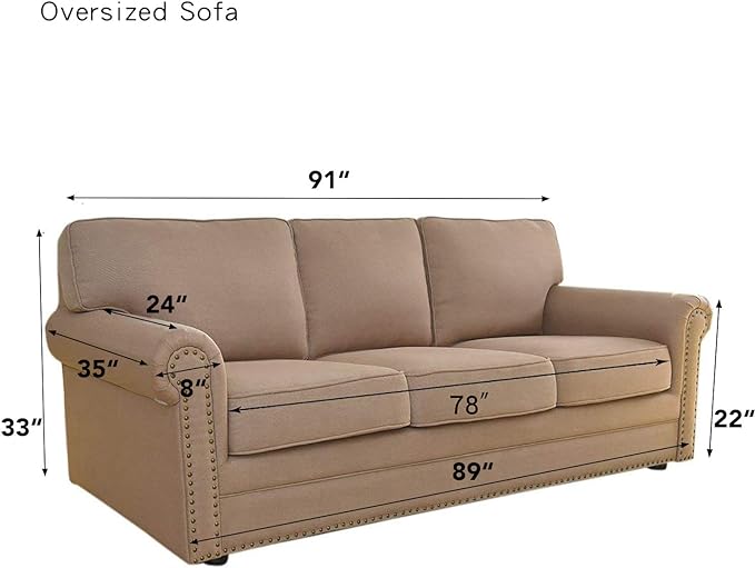 Easy-Going Stretch Oversized Sofa Slipcover 1-Piece Sofa Cover Furniture Protector Couch Soft with Elastic Bottom for Kids, Polyester Spandex Jacquard Fabric Small Checks ASH Rose