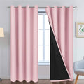 Yakamok Total Blackout Curtains, 2 Thick Layers Completely Blackout Thermal Insulated Drapes with Black Liner for Bedroom(52Wx96L, Pink, 2 Panels)