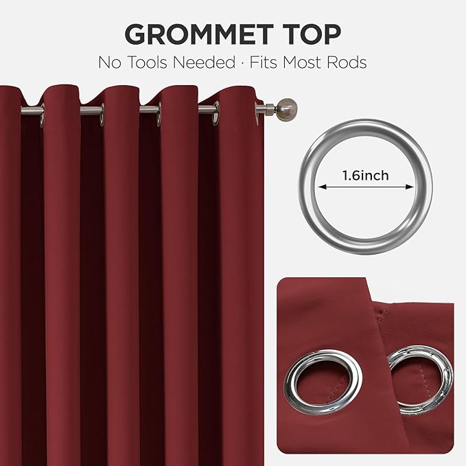 Joydeco Blackout Patio Sliding Door Curtains 84 Inches Long, Grommet Privacy Room Divider Curtains, Extra Wide Thermal Blackout Drapes for Bedroom Living Room (Burgundy Red, 60Wx84L, 1 Panel)