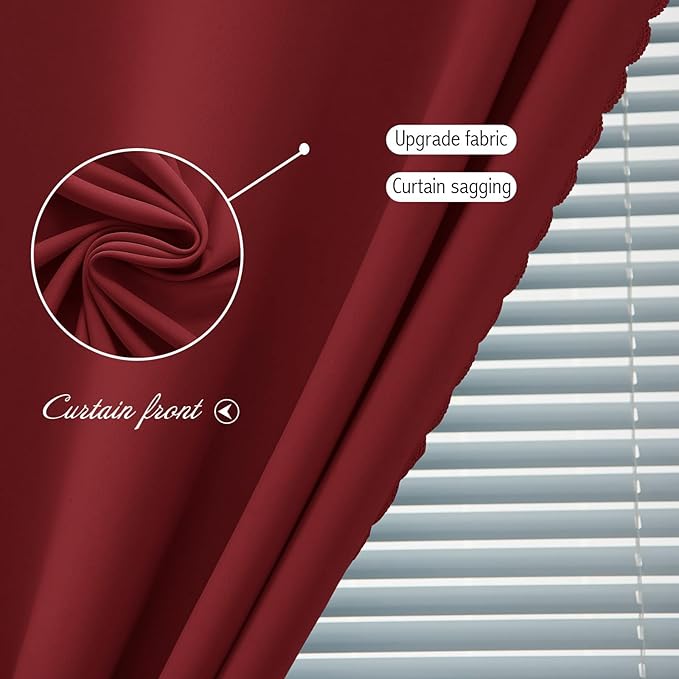 Self Adhesive Curtains, Stick Curtain Blackout Shades Window Cover Curtains for Living Room No Drilling, 35" W X 59" L, Burgundy, 1 Panel