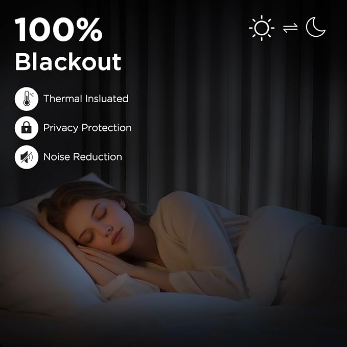 CUCRAF Custom Blackout Curtains for Bedroom Living Room, Rod Pocket Room Darkening Curtain Thermal Insulated Light Blocking Window Drapes 1 Panel (Custom Size, Greywish White)