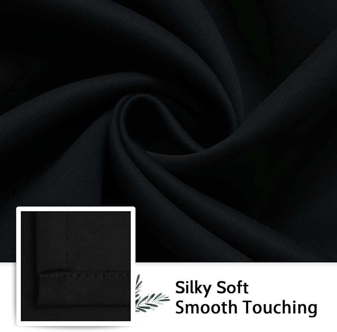 SimpleHome 100% Blackout Curtains for Bedroom,Thermal Insulated Grommet Window Drapes Room Darkening Black Curtains for Living Room with Black Back,52 x 84 Inch,2 Panels