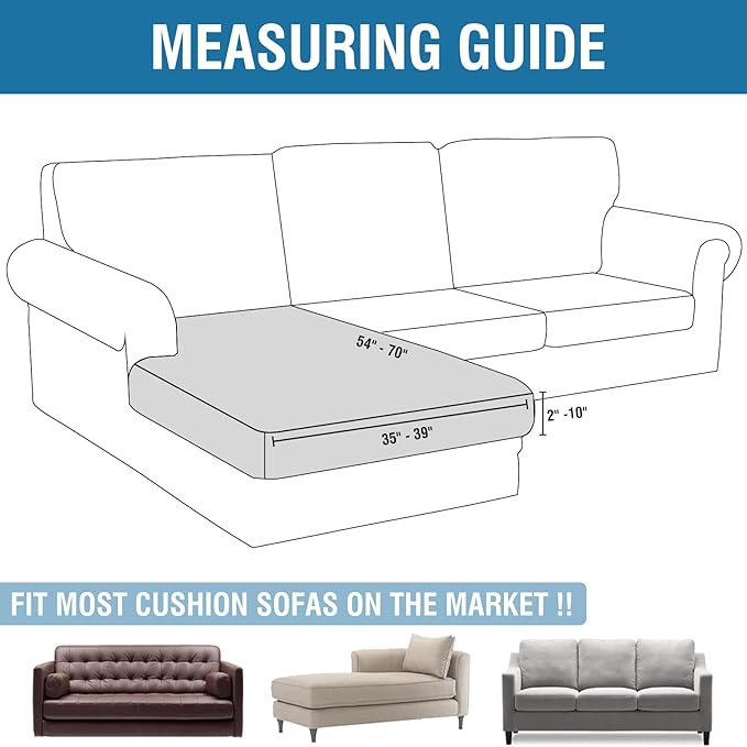 Couch Cover Velvet Chaise Cushion Cover for Sectional Sofas - Elastic L-Shaped Sofa Seat Covers Washable, Slipcover Protector (1-Piece, Taupe)