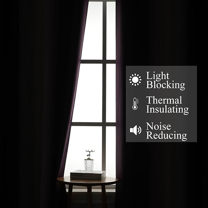 Estelar Textiler Purple and Black Blackout Curtains for Living Room, Full Room Darkening Grommet Ombre Curtains for Bedroom, Thermal Insulated Light Blocking Gradient Drapes, 52Wx72L, 2 Panels