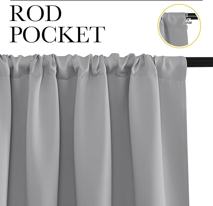 NICETOWN RV Blackout Curtains for Camper Windows, Short Room Darkening Home Decoration Thermal Insulated Rod Pocket Blackout Blinds & Drapes for Small Windows (Silver Grey, 2 Panels, W34 x L40)