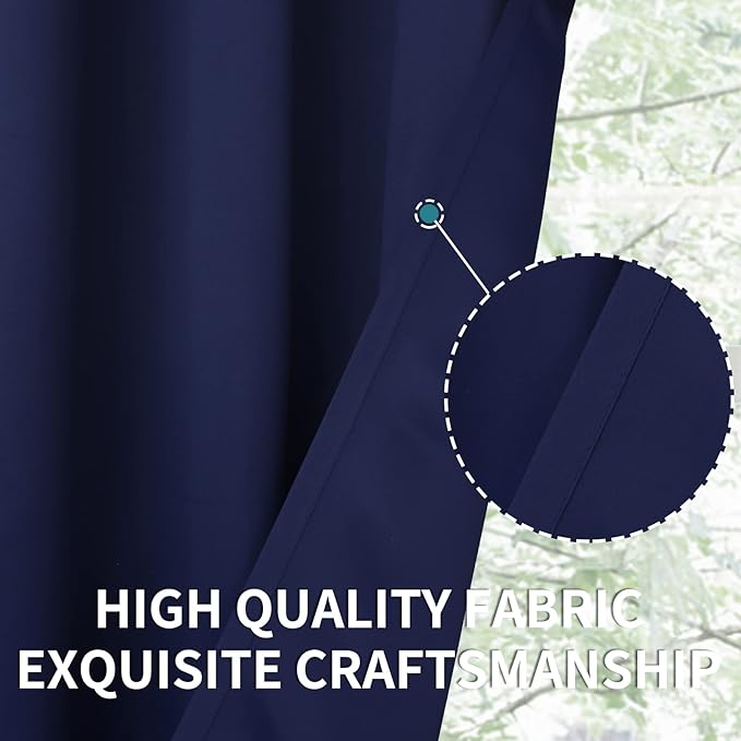 BGment Blackout Curtains for Bedroom - Grommet Thermal Insulated Room Darkening Curtains for Living Room, Set of 2 Panels (38 x 54 Inch, Navy Blue)