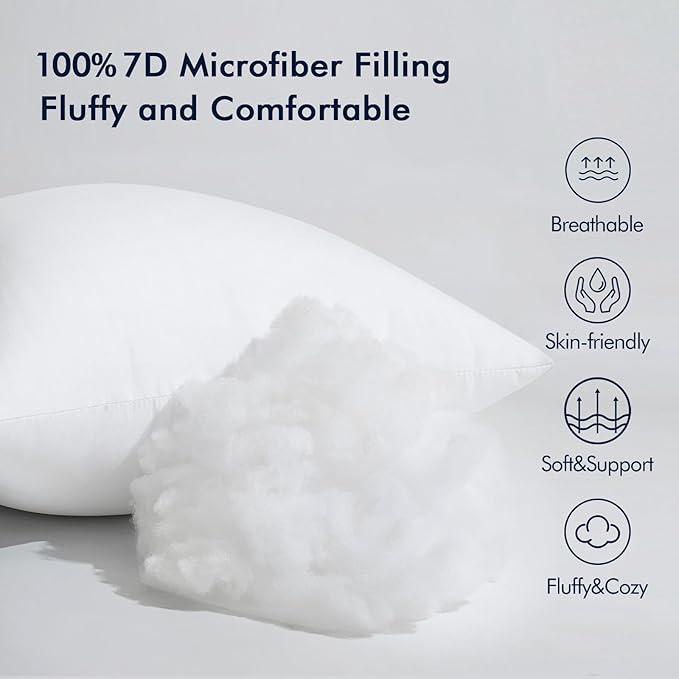 MIULEE Throw Pillow Insert Premium Pillow Stuffer Sham Square for Decorative Cushion Bed Couch Sofa 22x22 Inch