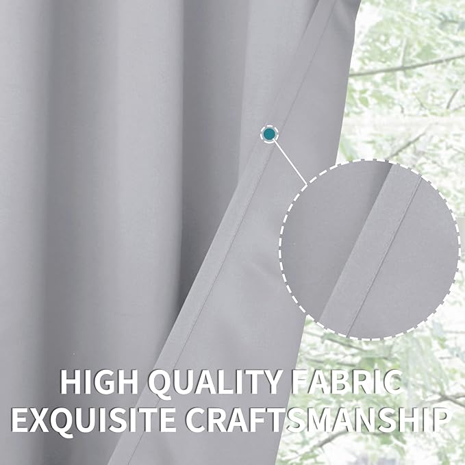 BGment Room Darkening Curtains for Bedroom - Grommet Thermal Insulated Window Treatments Light Blocking Curtains for Living Room, Set of 2 Panels, Each 46 x 72 Inch, Light Grey