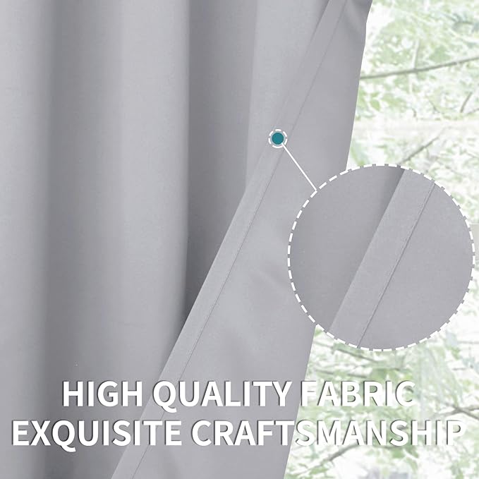 BGment Light Grey Short Blackout Curtains for Small Windows, 38 x 45 Inch Thermal Insulated Tier Set of 2 Panels Sun Blocking Drapes for Kitchen Bedroom