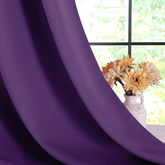 NICETOWN Room Darkening Draperies Window Curtain Panels, Royal Purple, 2 Panels, W60 x L84 -inch, Thermal Insulated Grommet Room Darkening Curtains for Bedroom