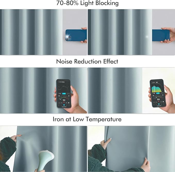 MIULEE Slate Blue Back Tab Blackout Curtains 102 Inch Long 2 Panels Set for Bedroom, Rod Pocket/Pinch Pleated Thermal Insulated Living Room Darkening Light Blocking Floor to Ceiling Drapes