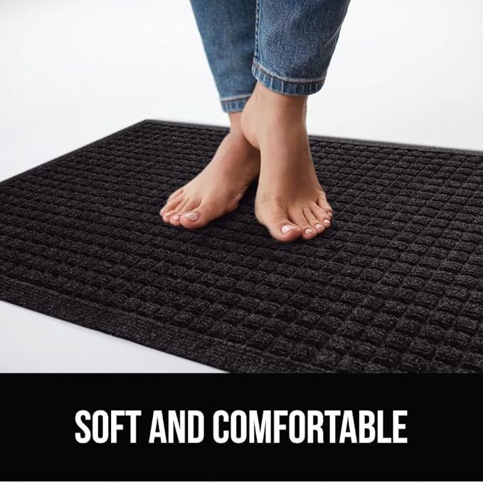 GORILLA GRIP® Ultra Absorbent Front Door Mat Outside Entrance 35x23, Traps Dirt and Moisture, HydroABSORB Indoor Outdoor Doormat Holds 5.7 Cups Water, Stain and Fade Resistant Welcome Mat 2 Pack Black