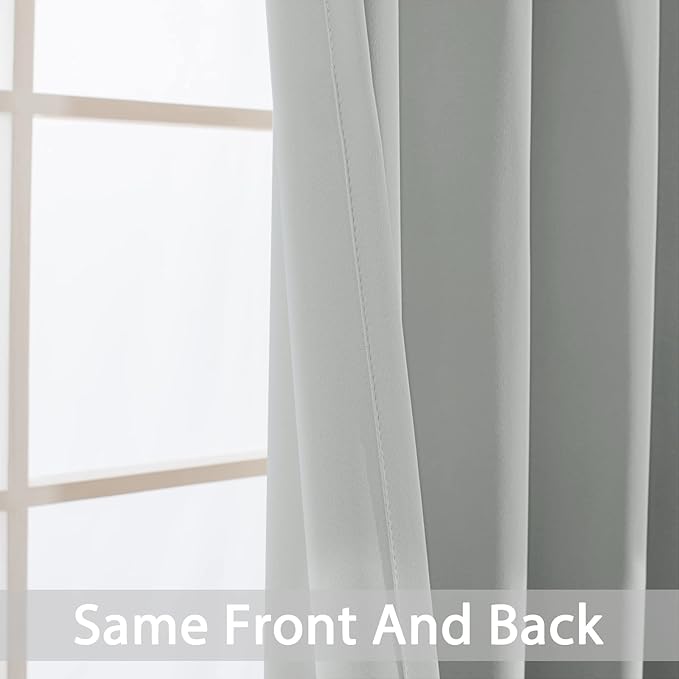 Yakamok Blackout Curtains Room Darkening Thermal Insulated Window Panels,Solid Grommet Top Drapes for Bedroom/Living Room(70Wx84L, Light Grey, 2 Panels)