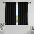 PONY DANCE Short Blackout Curtains 54 Inches Long, Black Blackout Drapes for Kitchen, Room Darkening Curtains for Bathroom, 34x54 Inch, Black, 2 Panels