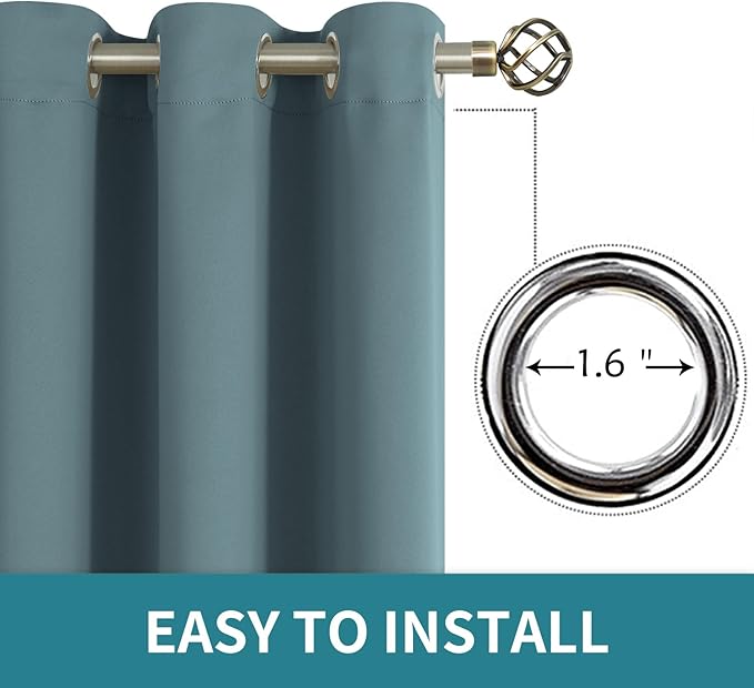 BGment Room Darkening Curtains 84 Inches Long - Grommet Thermal Insulated Drapes Window Treatment Curtains for Bedroom, 2 Panels, 52 x 84 Inch, Stone Blue