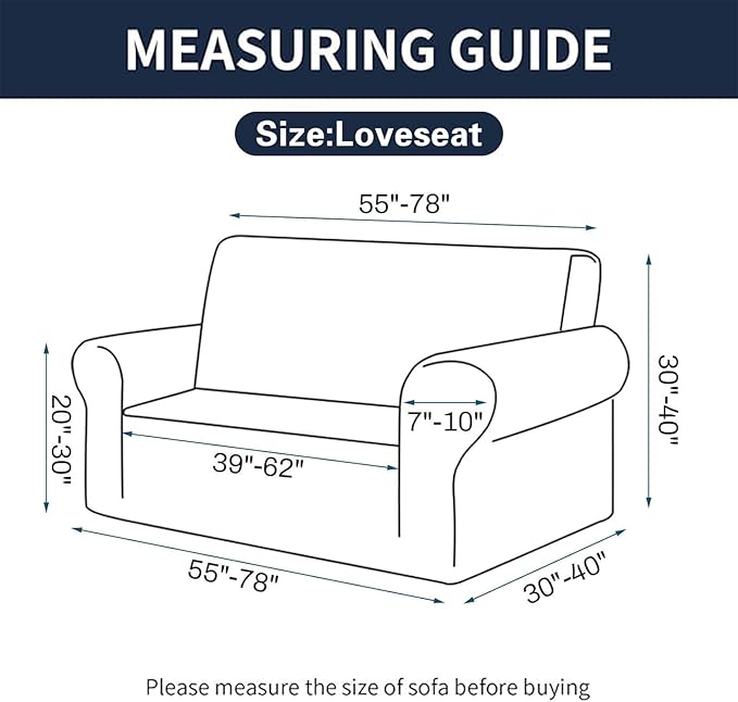 Cupuamon 2026 New Stretch Loveseat Sofa Slipcovers Couch Cover for 2 Cushion Furniture Protector Sofa Covers with Elastic Bottom Jacquard Fabric Small Checks for Pets, Kids - Grey