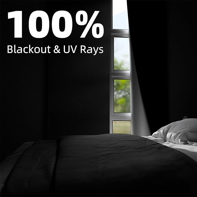 NIGHTON Portable Blackout Curtains 30"×59" Strong Hook and Loop Tape Strips with Adhesive,Black out Shades That can be Cut,100% Blackout Material Blackout Blinds for Baby Nursery or Travel-Black 2Pack