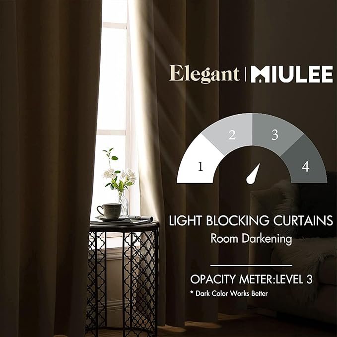 MIULEE 72" Long Room Darkening Curtains Thermal Insulated Drapes Solid Window Treatment Set Grommet Top Light Blocking Blackout Curtain for Living Room/Bedroom 2 Panels Cream Beige