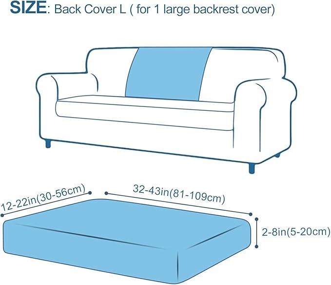 Smiry Printed Couch Cushion Covers, Stretch Soft Couch Covers for Sofa, Washable Non-Slip Sofa Slipcover Furniture Protector for Indoor and Outdoor (Backrest L, Black)