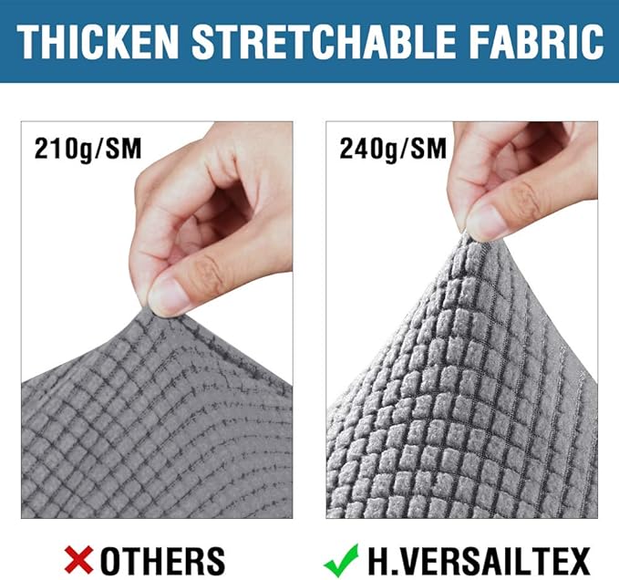 H.VERSAILTEX 4 Piece Stretch Sofa Covers for 3 Cushion Couch Covers for Living Room Furniture Slipcovers (Base Cover Plus 3 Seat Cushion Covers) Upgraded Thicker Jacquard Fabric (Sofa, Dove)