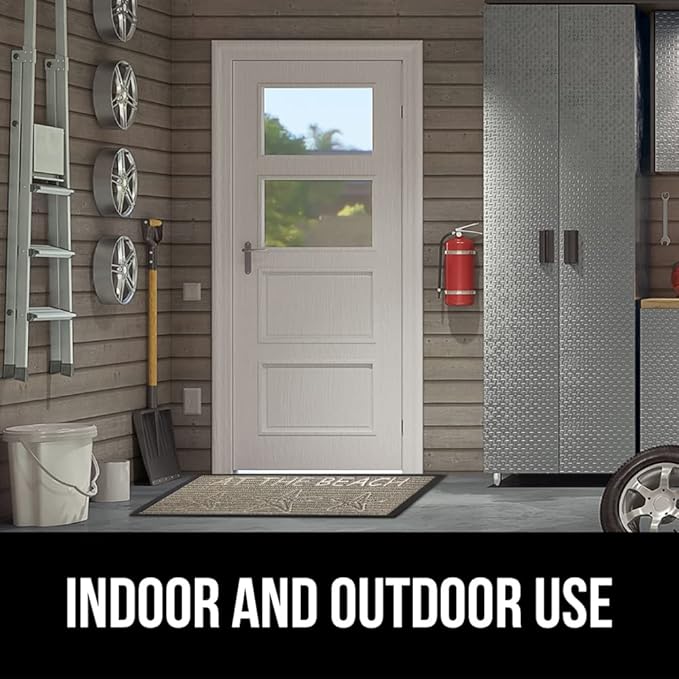 GORILLA GRIP 100% Waterproof All-Season WeatherMAX Doormat 35x23, US Designed Natural Rubber, Stain and Fade Resistant, Low Profile Indoor Outdoor Door Mats, Easy Clean Patio Mat, Sand Beach