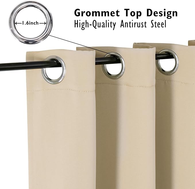 ChrisDowa Blackout Curtains 54 inches Long for Bedroom - 2 Panels Set Grommet Thermal Insulated Room Darkening Curtains for Living Room (Biscotti Beige, 38 x 54 Inch)