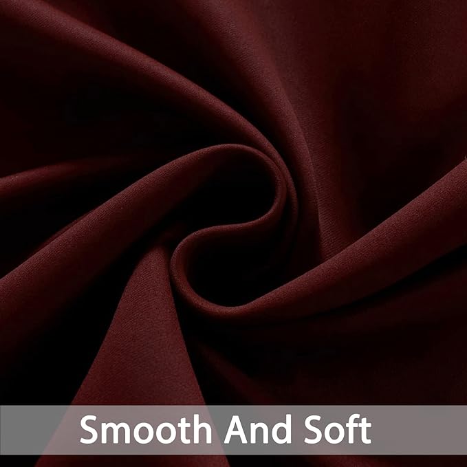 Yakamok Thermal Insulated Blackout Curtains for Bedroom,Grommet Top Room Darkening Window Drapes for Living Room, 42W x 84L,Burgundy Red,2 Panels