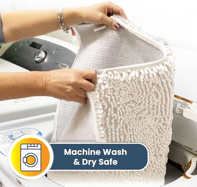 Muddy Mat® | Super Absorbent Door Mat Indoor, Microfiber Quick Dry Chenille Entryway Rug, Non-Slip Front Door Mat, Indoor Mats for Entryway, Machine Washable Pet Rug,-White Runner 59"X24"