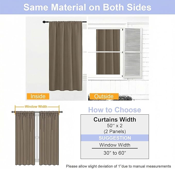 Simplebrand Ava Latte Blackout Curtains for Bedroom 90 Inches Long 2 Panels Set, Solid Privacy Energy Saving Living Room Window Treatment Curtains Blackout Drapes, W50 x L90 Inch, Latte