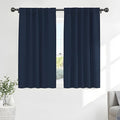 PONY DANCE Blackout Window Curtains - Double Panels Back Tab & Rod Pocket Thermal Insulated Short Drapes for Kitchen Bedroom, 52 Wide x 45 Long Per Panel, Navy Blue, 2 Pieces