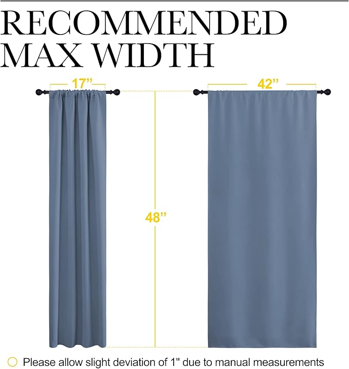 NICETOWN Blackout Curtains for Bedroom, Blackout Curtain Panels, Window Treatment Energy Saving Thermal Insulated Solid Rod Pocket Blackout Drapes/Draperies (Stone Blue, 1 Pair, 42 by 48-inch)