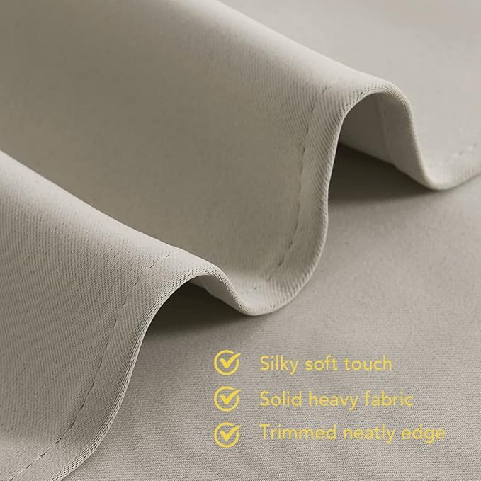NICETOWN Thermal Insulated Natural Curtains Blackout Draperies, Window Treatment Solid Grommet Room Darkening Drape Panels for Bedroom (Set of 2, 70 by 54 inches Long)